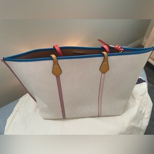 Tory Burch Terry Canvas Oversized Tote, like new, too big for me, multi color